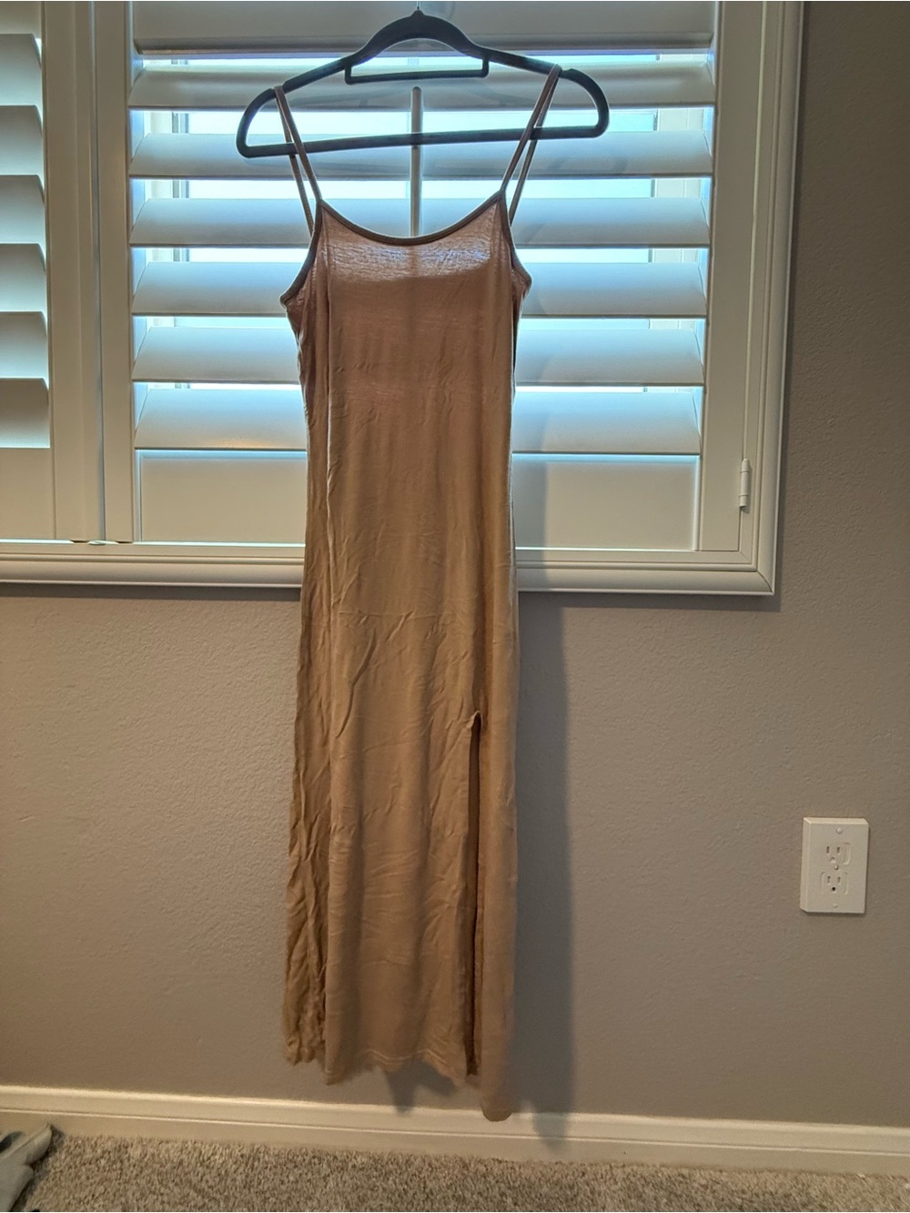 Neutral Slip Maxi Dress - Nude/Tan